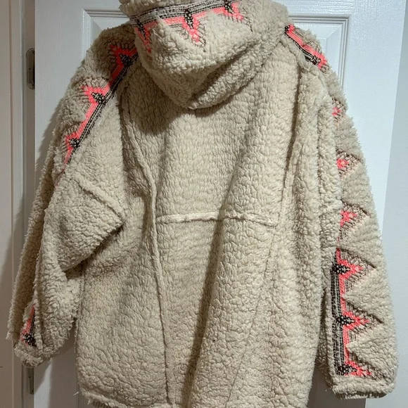 FP Movement by Free People Cream Teddy Jacket with Pink Accents - Picture 2 of 3